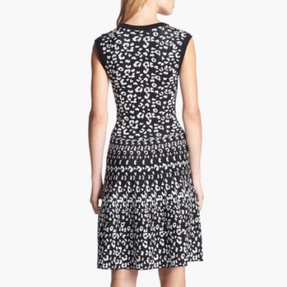 Rebecca Taylor Black White Animal Print Knit Dress Size M - Picture 2 of 6